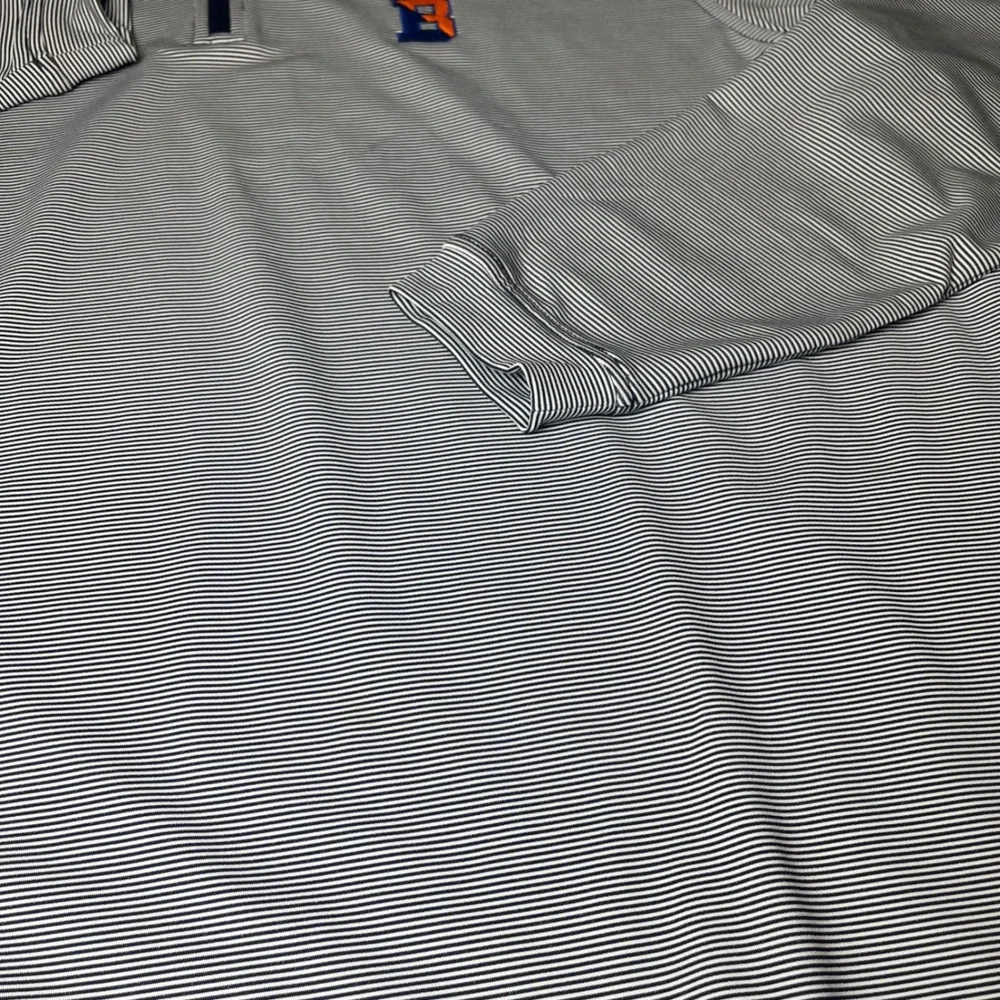 Peter Millar Quarter Zip Pullover Mens XXL Navy White Striped Performance B Logo - Picture 9 of 9